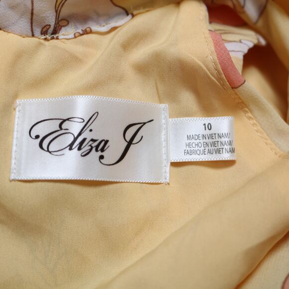 Eliza J Yellow Floral Halter High Low Dress Sleeveless Tie Back Midi Size 10 NWT - Picture 10 of 12